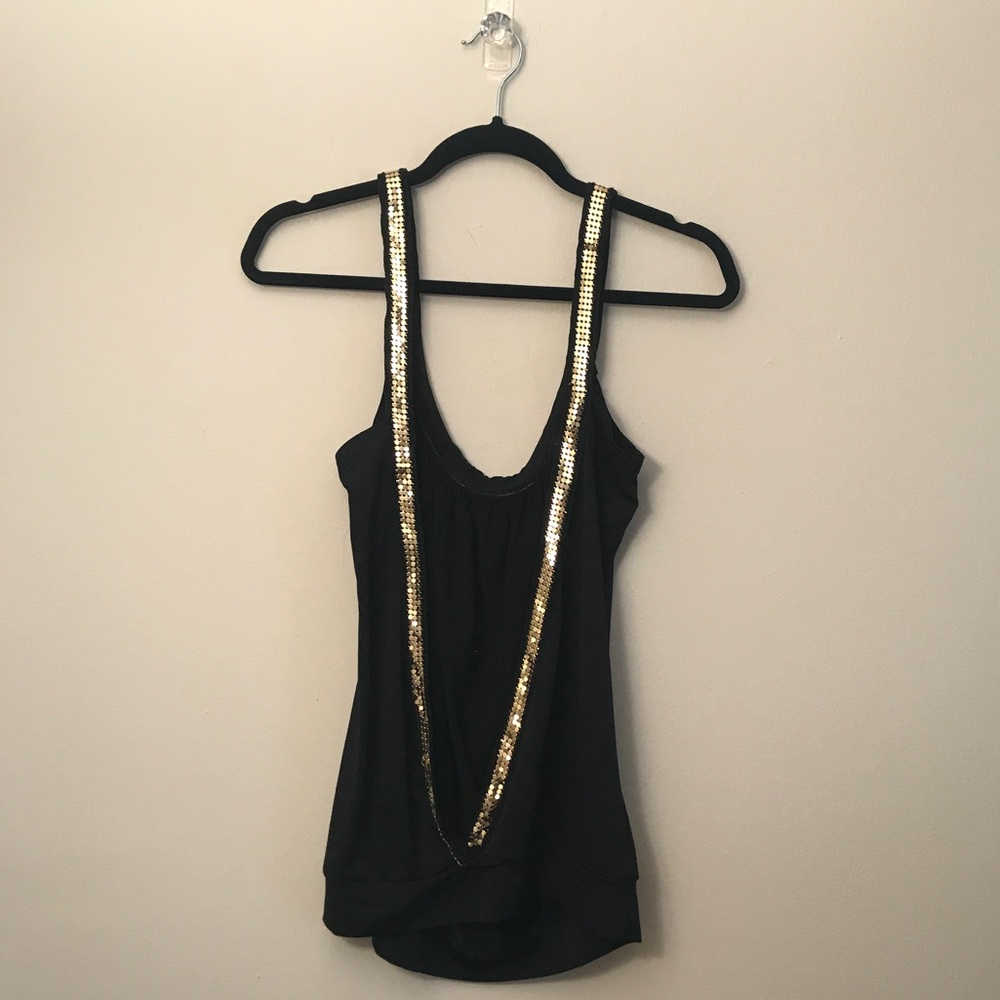 CHARLOTTE RUSSE: Black & Gold Open Back Top!